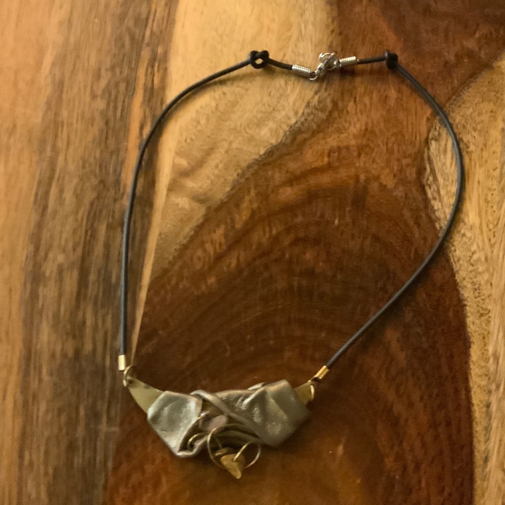 Handcrafted Leather/Stone/Copper‎ Choker Necklace